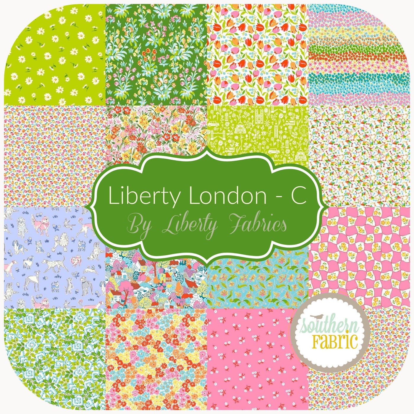 Liberty London - C Layer Cake (42 pcs) by Liberty Fabrics for Riley Blake (10-LLONDONPARKSC-42)