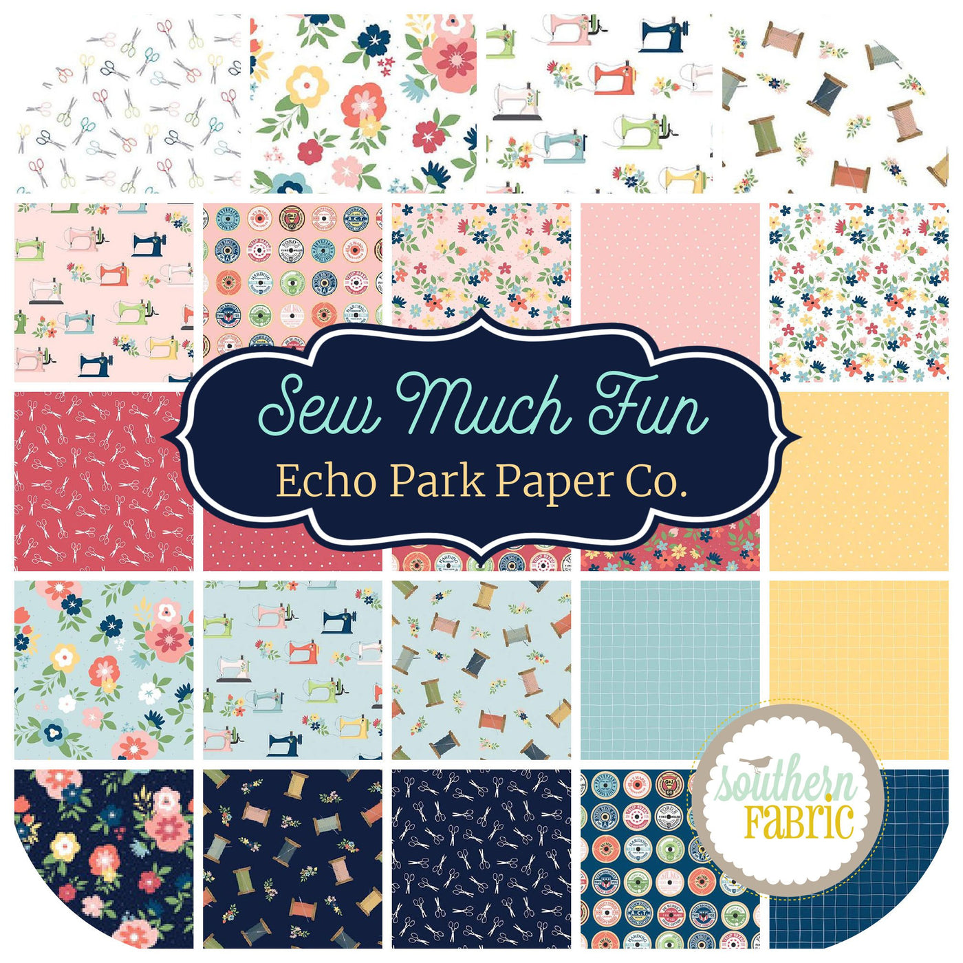 Sew Much Fun Layer Cake (42 pcs) by Echo Park Paper Company for Riley Blake (10-12450-42)