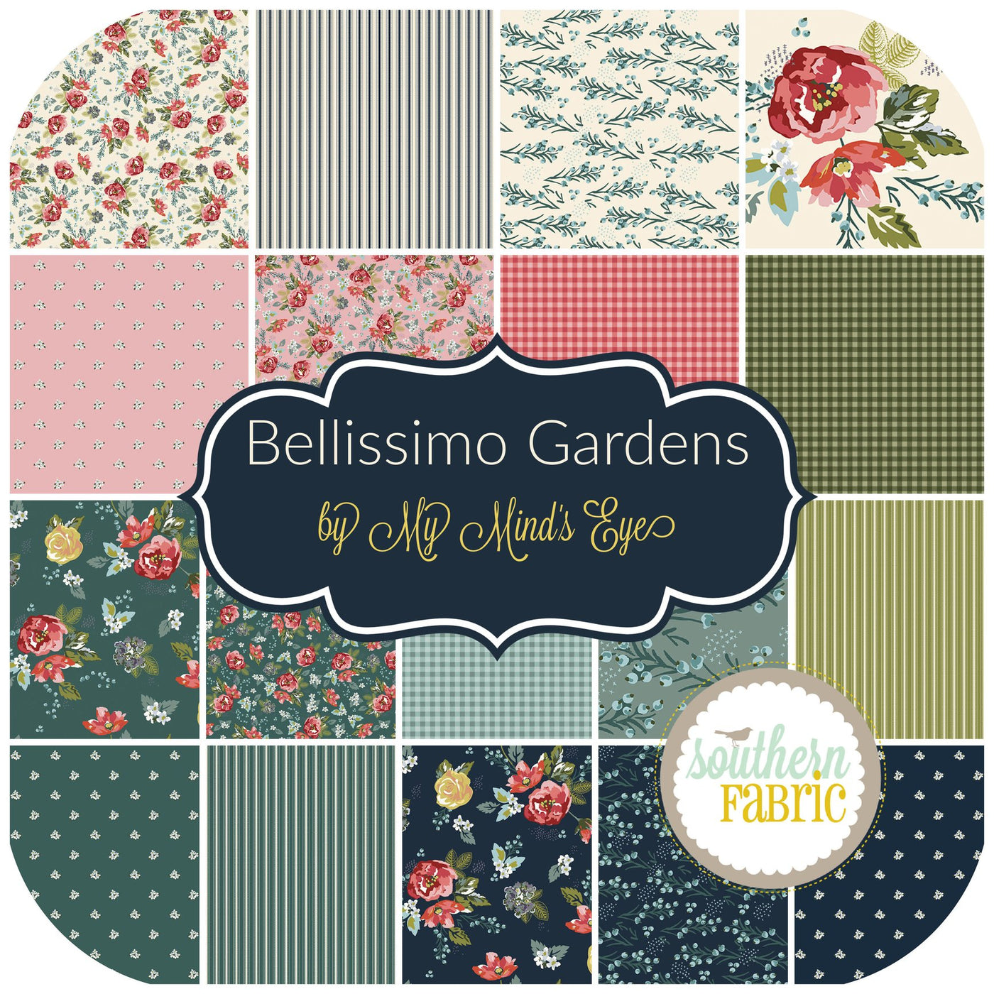 Bellissimo Gardens Fat Quarter Bundle (18 pcs) by My Mind's Eye for Riley Blake (FQ-13830-18)