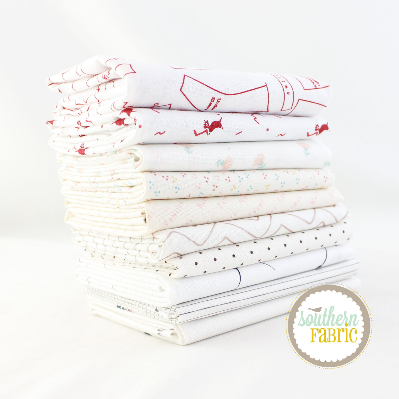 White Low Volume Half Yard Bundle (10 pcs) by Mixed Designers for Southern Fabric