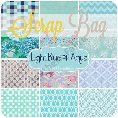 Light Blue and Aqua Scrap Bag (approx 2 yards) by Mixed Designers for Southern Fabric (LIGHTBLUE.SB)