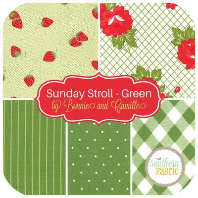 Sunday Stroll - Green Fat Quarter Bundle (5 pcs) by Bonnie & Camille for Moda (BC.SS.GR.FQ)